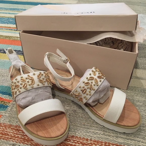 white, platform sandals - Picture 2 of 6